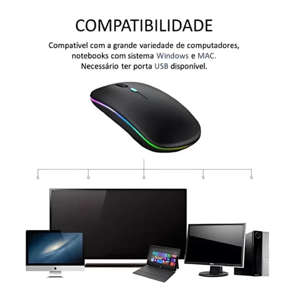 Mouse Wireless Recarregável Led Rgb 2.4 Ghz Sem Fio - Image 2