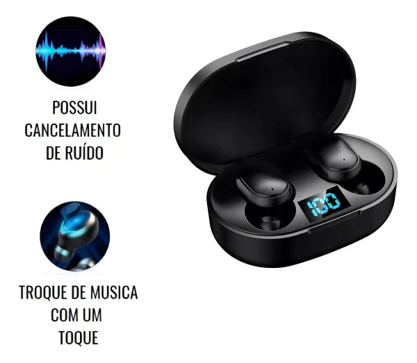 Fone De Ouvido Bluetooth E6S Preto - Image 5