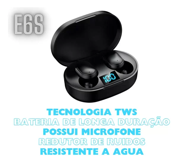 Fone De Ouvido Bluetooth E6S Preto - Image 4